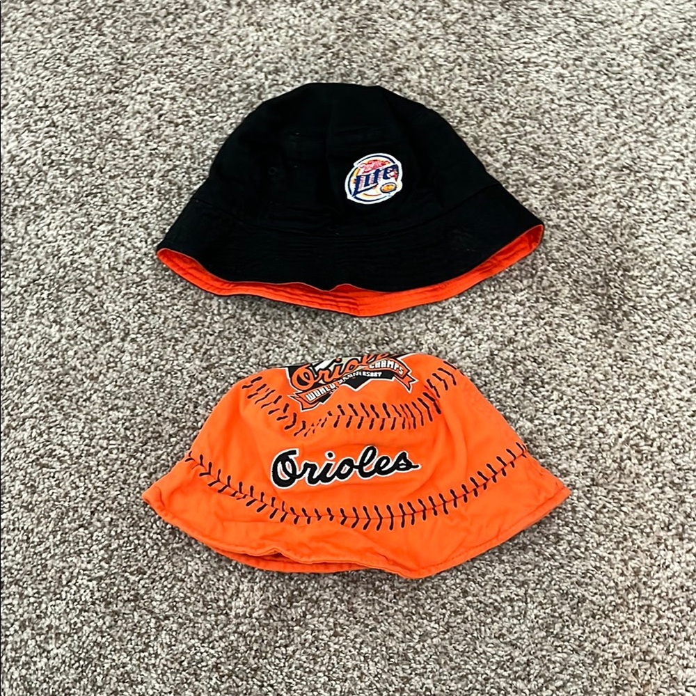 Reversible Black and Orange Orioles Bucket Hats